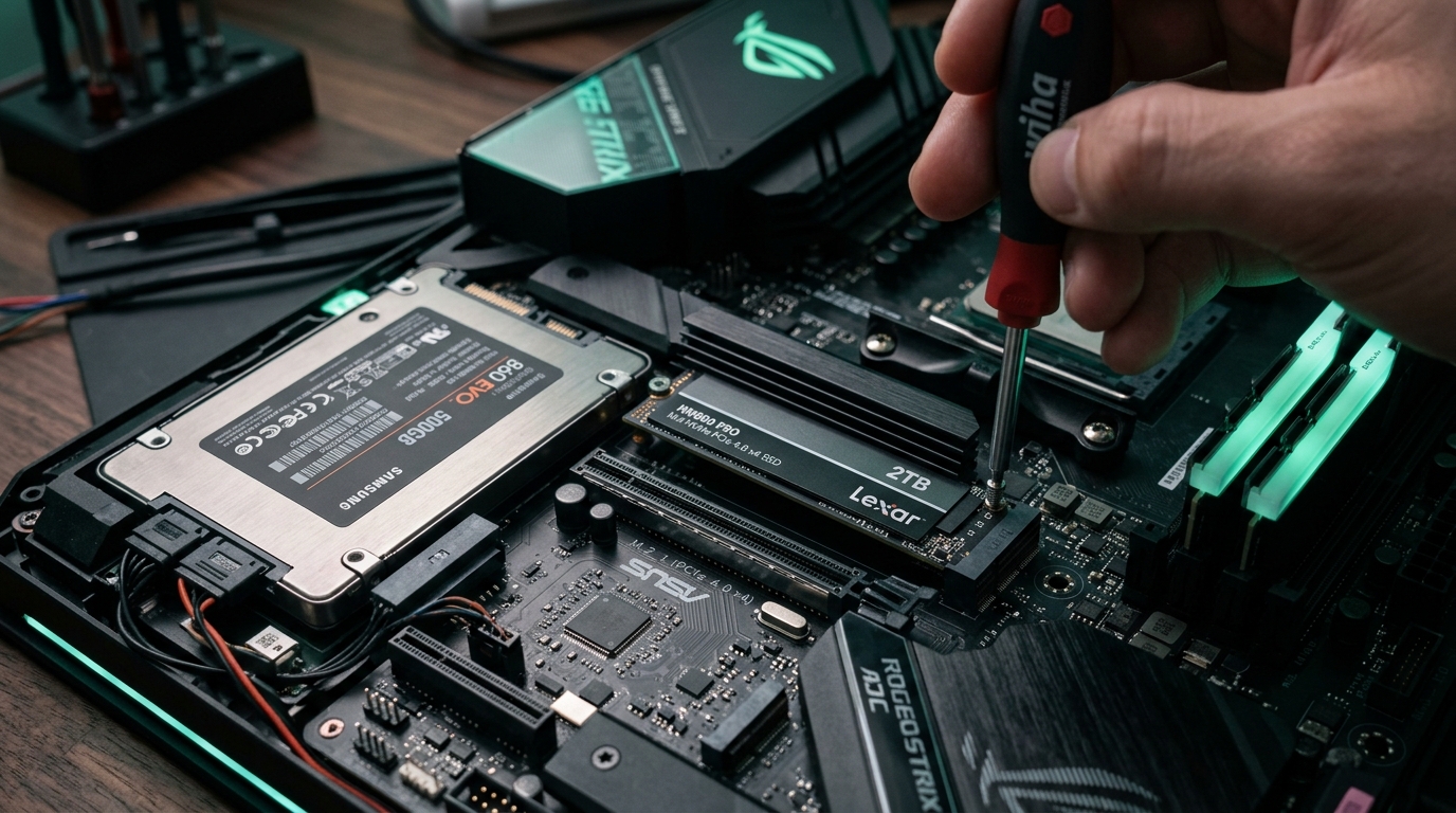 Монтаж на M.2 NVMe SSD с радиатор и сравнение с 2.5-инчово Samsung SATA SSD на дънна платка